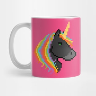 Pixel Black Unicorn with Rainbow Mane Mug